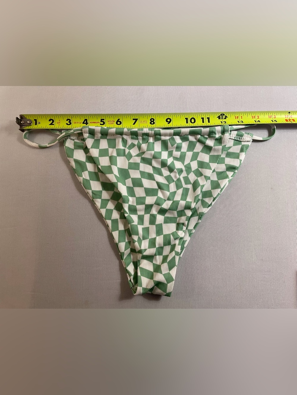 Zaful String Bikini Green & White Checkered Size 8 - Picture 14 of 14
